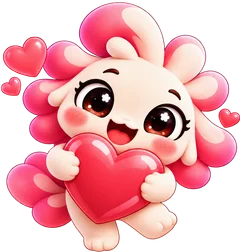 mimzi hugging a heart